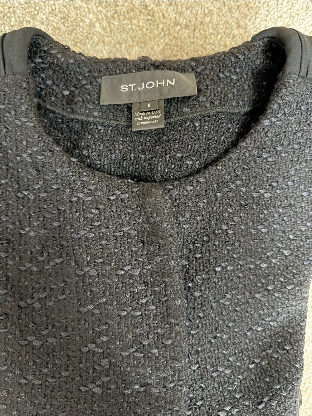 St. John Black Textured Short Sleeve Skirt Suit - Picture 3 of 4